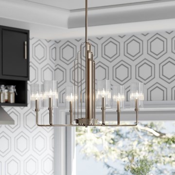Quintiesse - Suspension à tige KIMROSE 6xE14/40W/230V diam. 68,6 cm chrome brillant