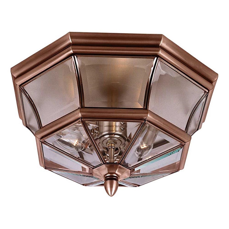 Quoizel - Buitenplafondlamp NEWBURY 3xE14/60W/230V IP44 koper