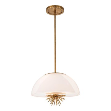 Quoizel - Hanglamp met vaste pendel STARING 3xE14/40W/230V diameter 45,7 cm goud/patina/wit