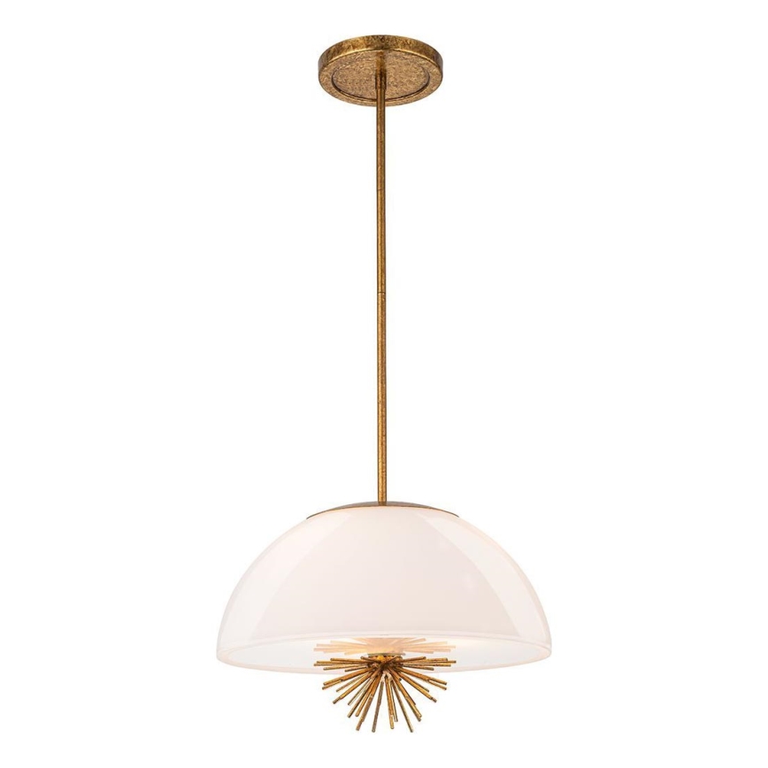 Quoizel - Hanglamp met vaste pendel STARING 3xE14/40W/230V diameter 45,7 cm goud/patina/wit