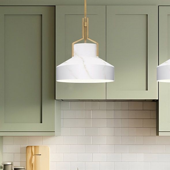 Quoizel - Lustre sur tige BRECKEN 2xE27/60W/230V doré / décor en marbre