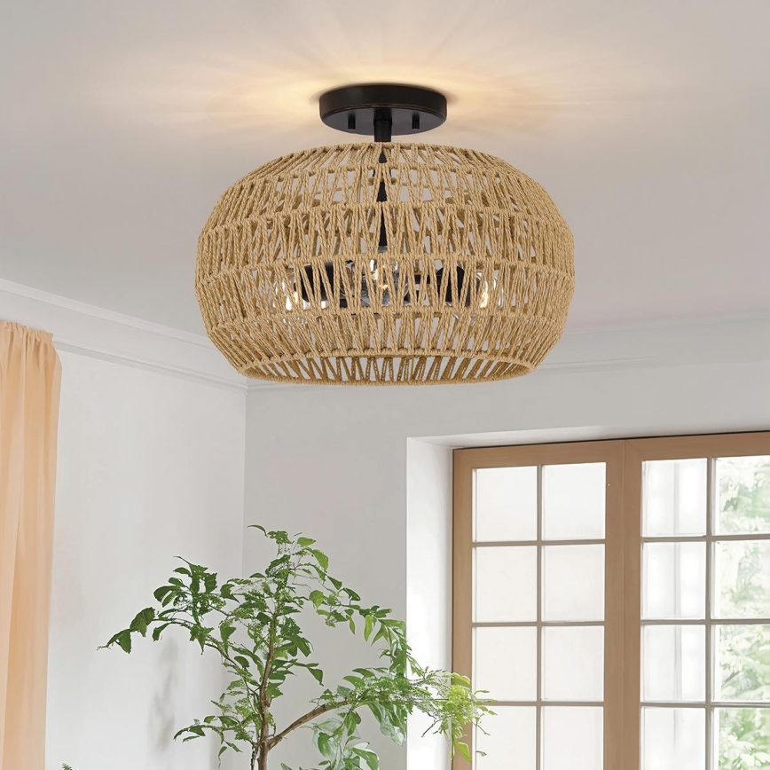 Quoizel - Plafondlamp CASABLANCA 3xE27/60W/230V bruin