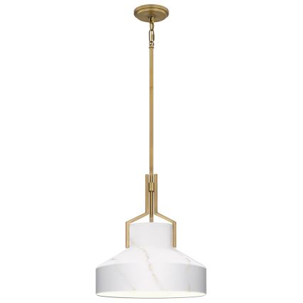Quoizel - Hanglamp aan stang BRECKEN 2xE27/60W/230V goud met marmerdecor