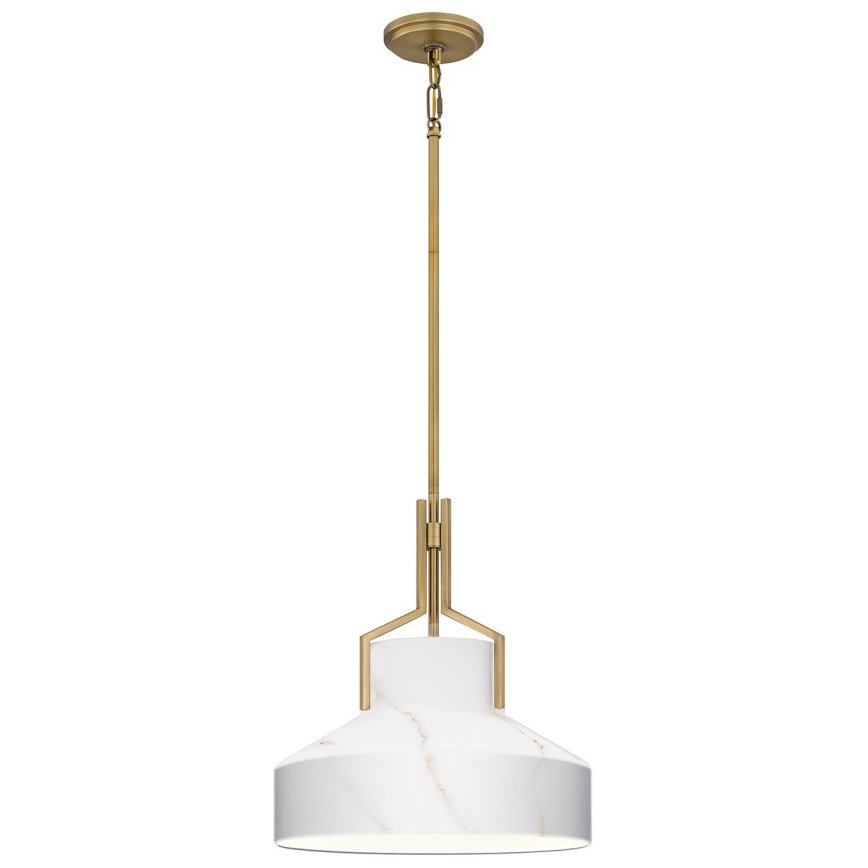 Quoizel - Hanglamp aan stang BRECKEN 2xE27/60W/230V goud met marmerdecor