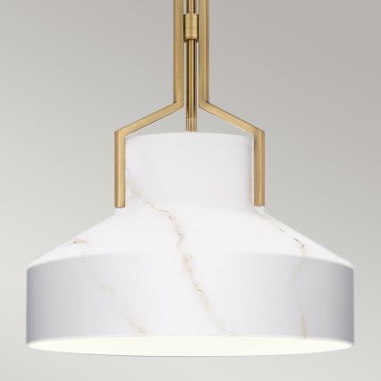 Quoizel - Hanglamp aan stang BRECKEN 2xE27/60W/230V goud met marmerdecor
