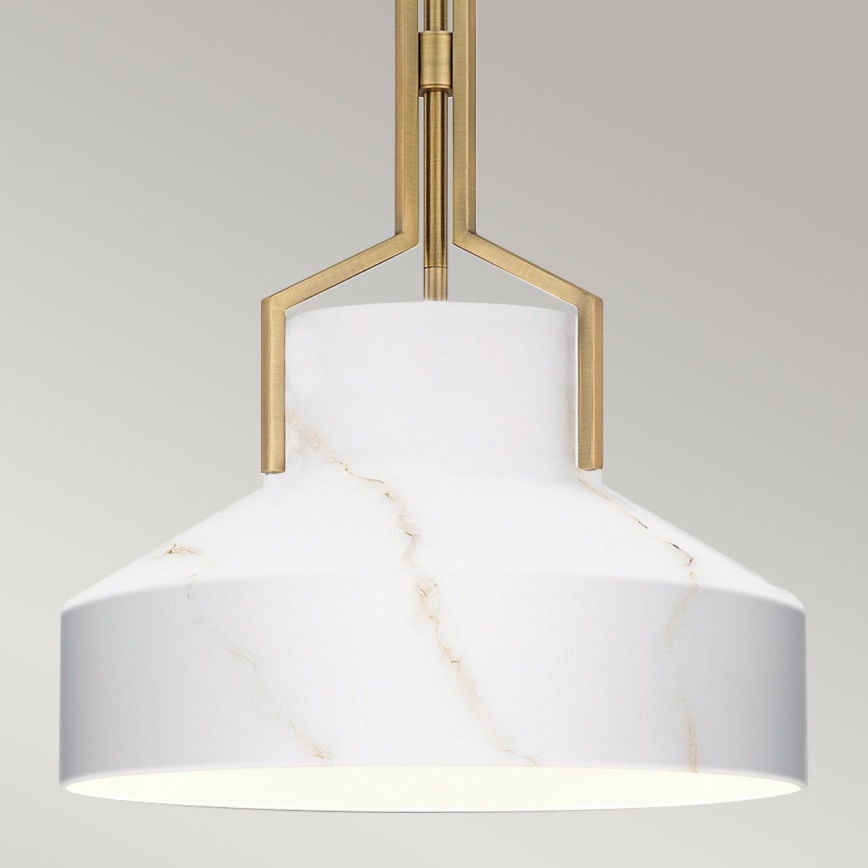 Quoizel - Hanglamp aan stang BRECKEN 2xE27/60W/230V goud met marmerdecor
