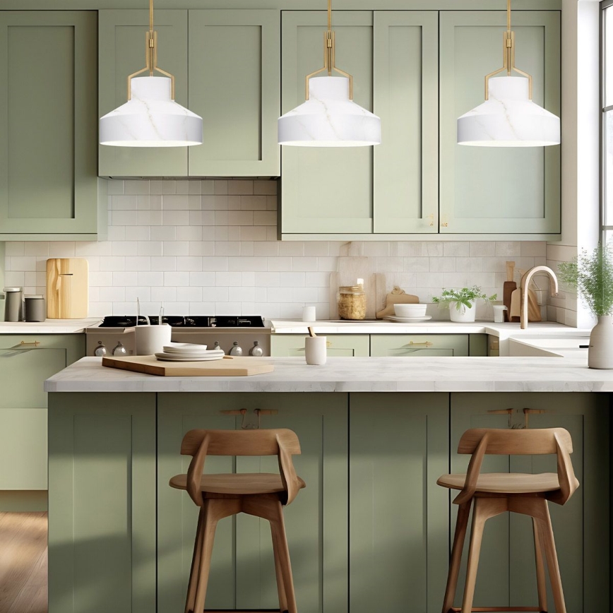 Quoizel - Lustre sur tige BRECKEN 2xE27/60W/230V doré / décor en marbre