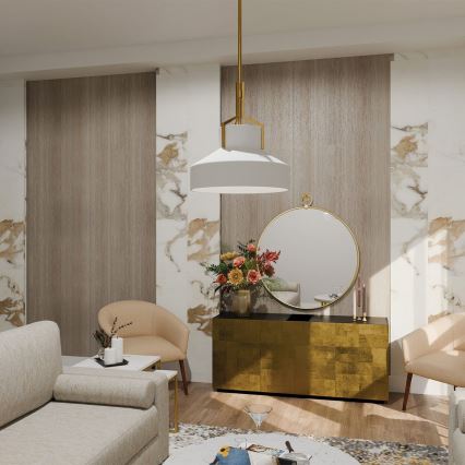 Quoizel - Kroonluchter BRECKEN met staaf 2xE27/60W/230V goud/wit