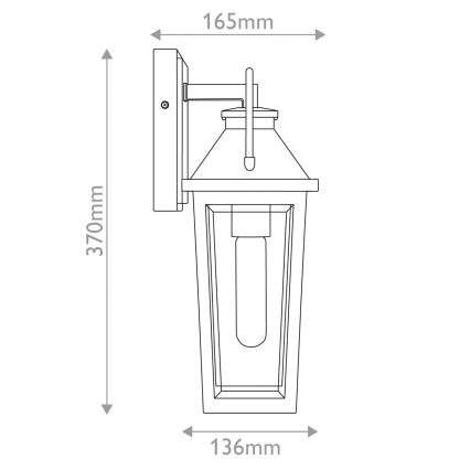 Quoizel - Buitenwandlamp BUCKLEY S 1xE27/40W/230V IP44 zwart