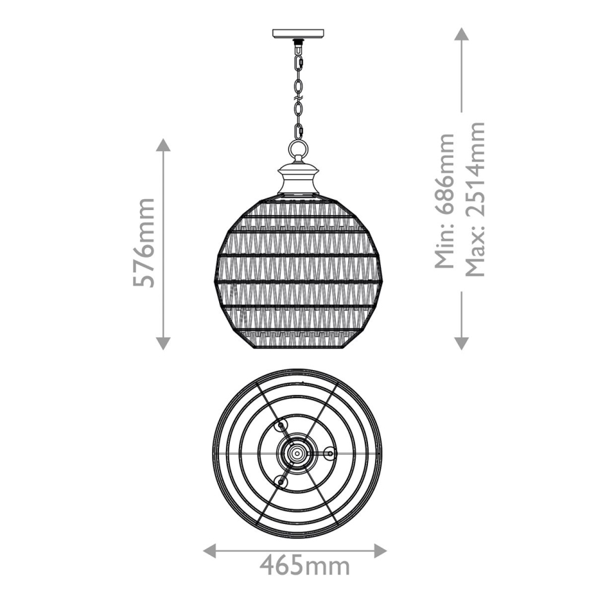 Quoizel - CASABLANCA kroonluchter aan ketting 3xE27/60W/230V bruin