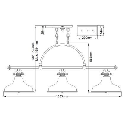 Quoizel - Hanglamp aan een ketting EMERY 3xE27/100W/230V glanzend chroom