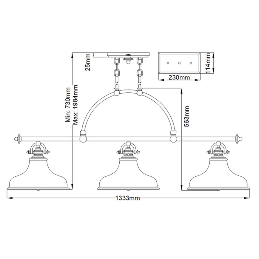 Quoizel - Hanglamp aan een ketting EMERY 3xE27/100W/230V glanzend chroom
