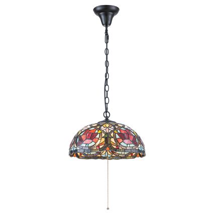 Quoizel - Tiffany-kroonluchter LARISSA met ketting, 3xE27/60W/230V, Ø 38,5 cm