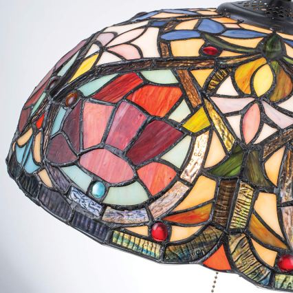 Quoizel - Tiffany-kroonluchter LARISSA met ketting, 3xE27/60W/230V, Ø 38,5 cm