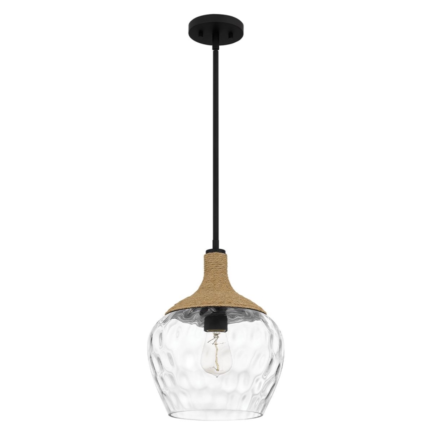 Quoizel - Hanglamp met vaste pendel ROYER 1xE27/60W/230V diameter 30,2 cm doorzichtig/zwart/beige