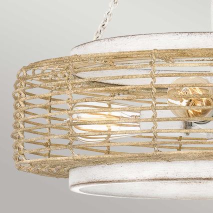 Quoizel - Lustre sur chaîne WAYLON 4xE27/60W/230V Ø 50,4 cm brun/blanc