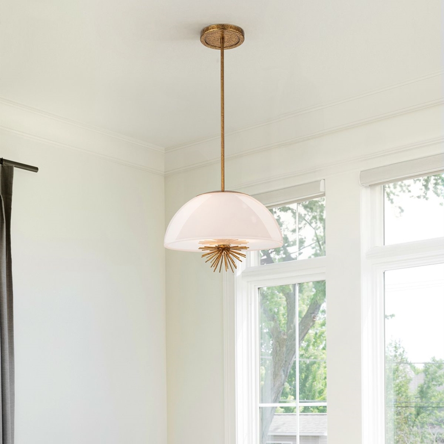 Quoizel - Hanglamp met vaste pendel STARING 3xE14/40W/230V diameter 45,7 cm goud/patina/wit