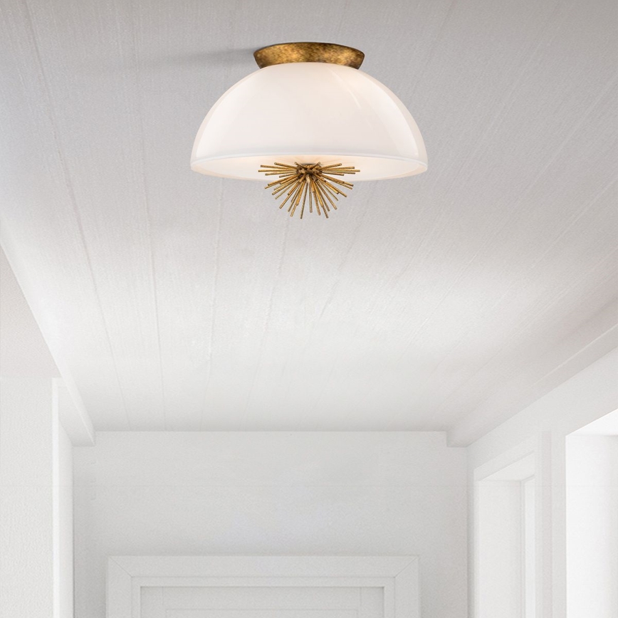 Quoizel - Hanglamp met vaste pendel STARING 3xE14/40W/230V diameter 45,7 cm goud/patina/wit