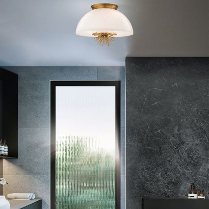 Quoizel - Hanglamp met vaste pendel STARING 3xE14/40W/230V diameter 45,7 cm goud/patina/wit