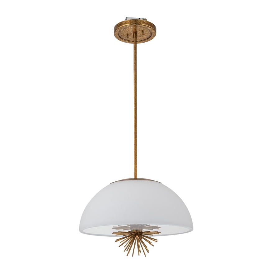 Quoizel - Hanglamp met vaste pendel STARING 3xE14/40W/230V diameter 45,7 cm goud/patina/wit