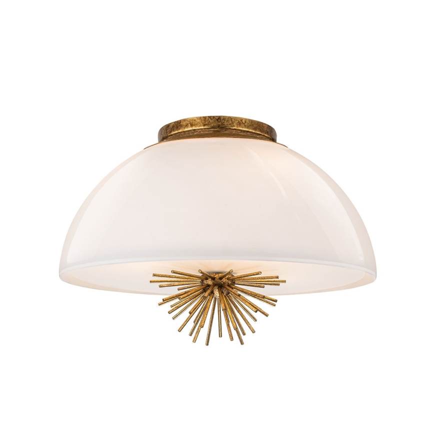 Quoizel - Hanglamp met vaste pendel STARING 3xE14/40W/230V diameter 45,7 cm goud/patina/wit