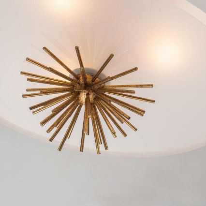 Quoizel - Hanglamp met vaste pendel STARING 3xE14/40W/230V diameter 45,7 cm goud/patina/wit