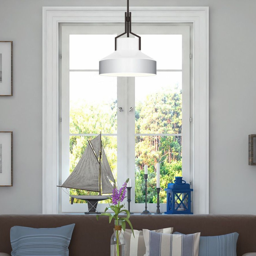 Quoizel - Suspension sur tige BRECKEN 2xE27/60W/230V noir/blanc