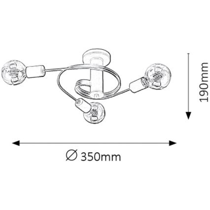 Rabalux - Lustre Plafonnier 3xE27/15W/230V noir