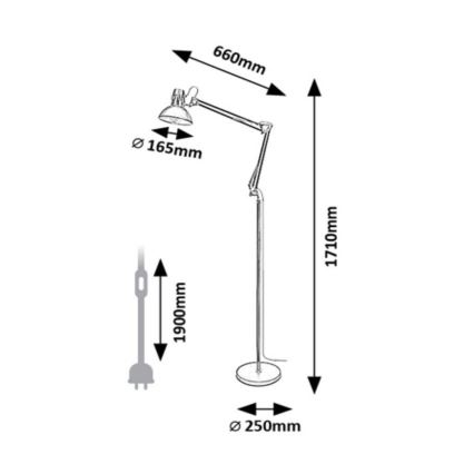 Rabalux - Lampadaire 1xE27/40W/230V noir/chrome brillant