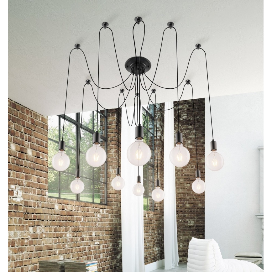 Rabalux - Hanglamp 10xE27/60W/230V spin zwart