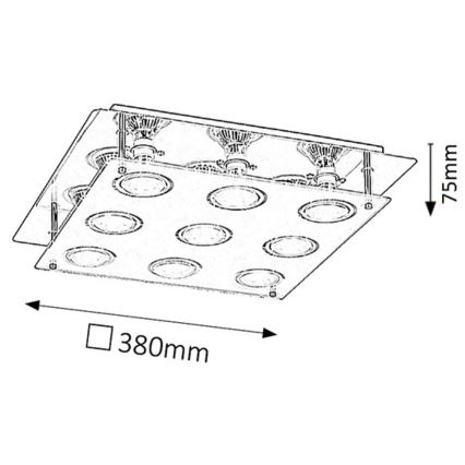 Rabalux - LED plafondlamp NAOMI 9xGU10/5W 38x38 cm