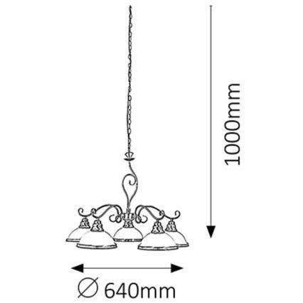 Rabalux 2755 - Hanglamp ELISETT 5xE27/60W/230V