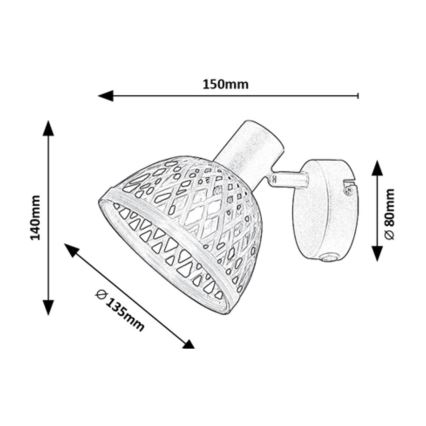 Rabalux - Wandspot 1xE14/15W/230V rotan