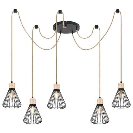 Rabalux - Hanglamp aan een koord 5xE27/40W/230V spin zwart/beuken
