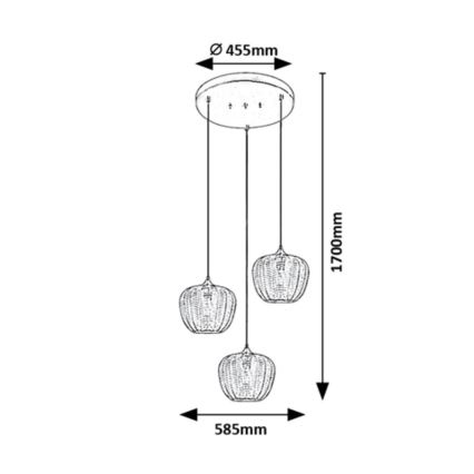 Rabalux - Suspension filaire 3xE27/40W/230V
