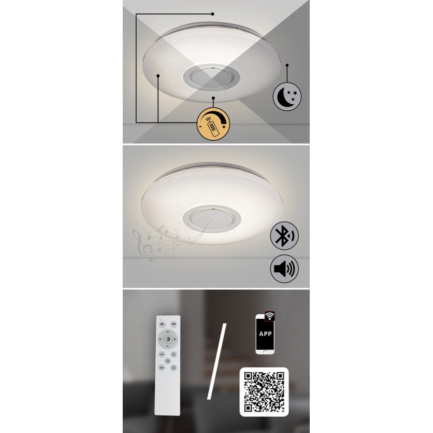 Rabalux - LED RGB Dimbare plafondlamp met speaker LED/24W/230V Wi-Fi Tuya + afstandsbediening