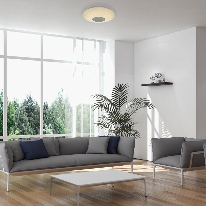 Rabalux - Plafonnier LED RGB dimmable avec haut-parleur, 24 W/230 V, Wi‑Fi Tuya + télécommande, Ø 40 cm