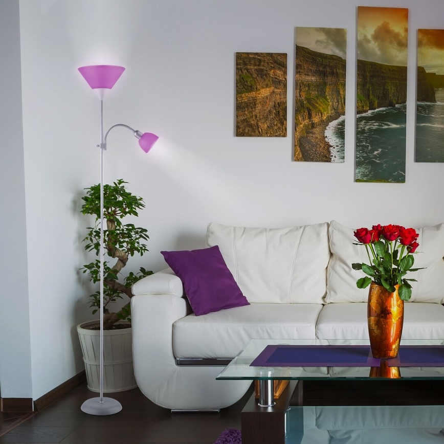 Rabalux - Lampadaire 1xE27/100W+E14/25W chrome mat/violet