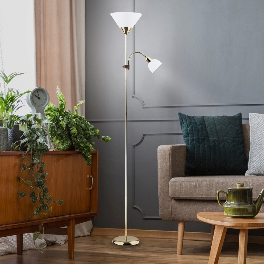 Rabalux - Lampadaire 1xE27/100W+E14/25W doré/blanc