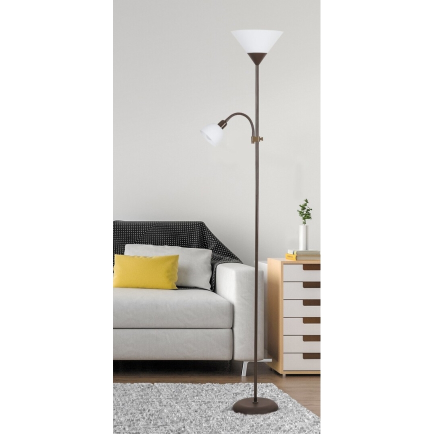 Rabalux - Staande Lamp 1xE27/100W+1xE14/25W/230V bruin/wit