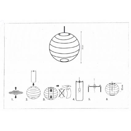 Rabalux 4894 - Lampenkap voor plafondlamp RICE wit E27 Ø 30 cm