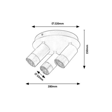 Rabalux - Spot ZIRCON 3xGU10/5W/230V