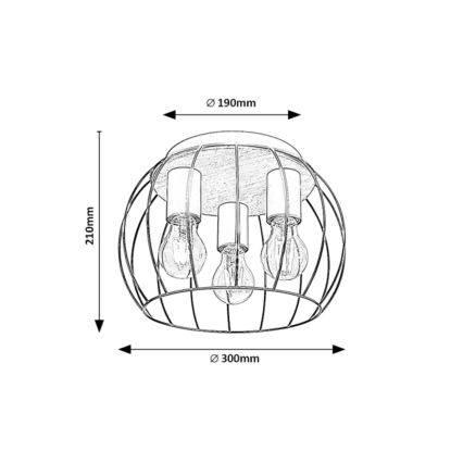 Rabalux - Plafondlamp 3xE27/25W/230V