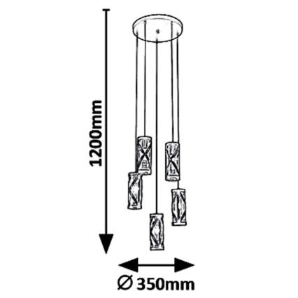 Rabalux 5340 - Hanglamp aan koord OBERON 5xE14/40W/230V