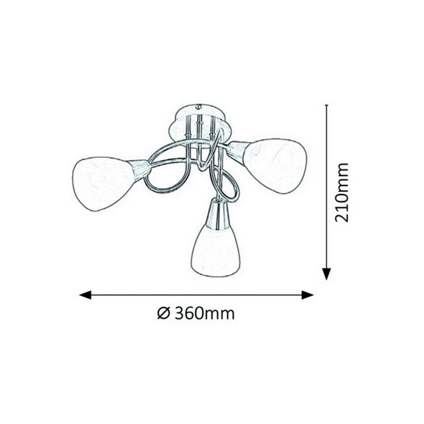 Rabalux 5532 - Mat Chromen Plafondlamp JENNA 3x E14 / 40W / 230V