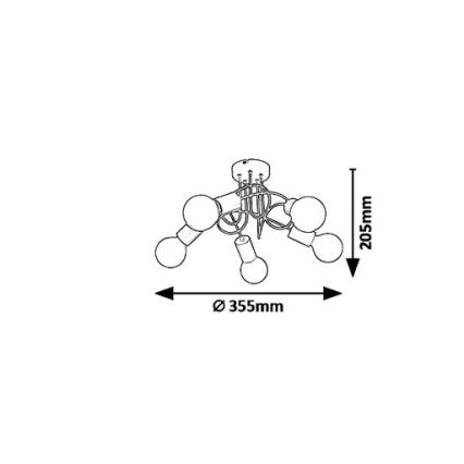 Rabalux 6340 - Plafondlamp LINETT 5xE27/40W/230V