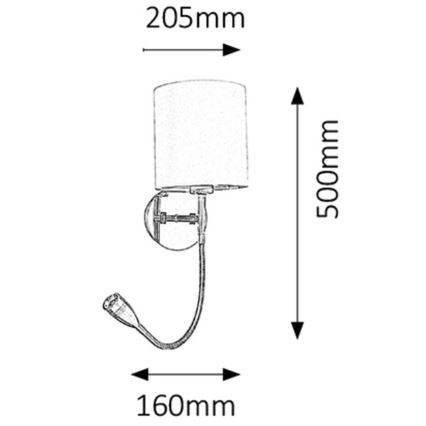 Rabalux 6529 - Wandlamp LARKIN 1xE27/40W+LED/3W