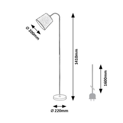 Rabalux - Lampadaire 1xE27/25W/230V gris