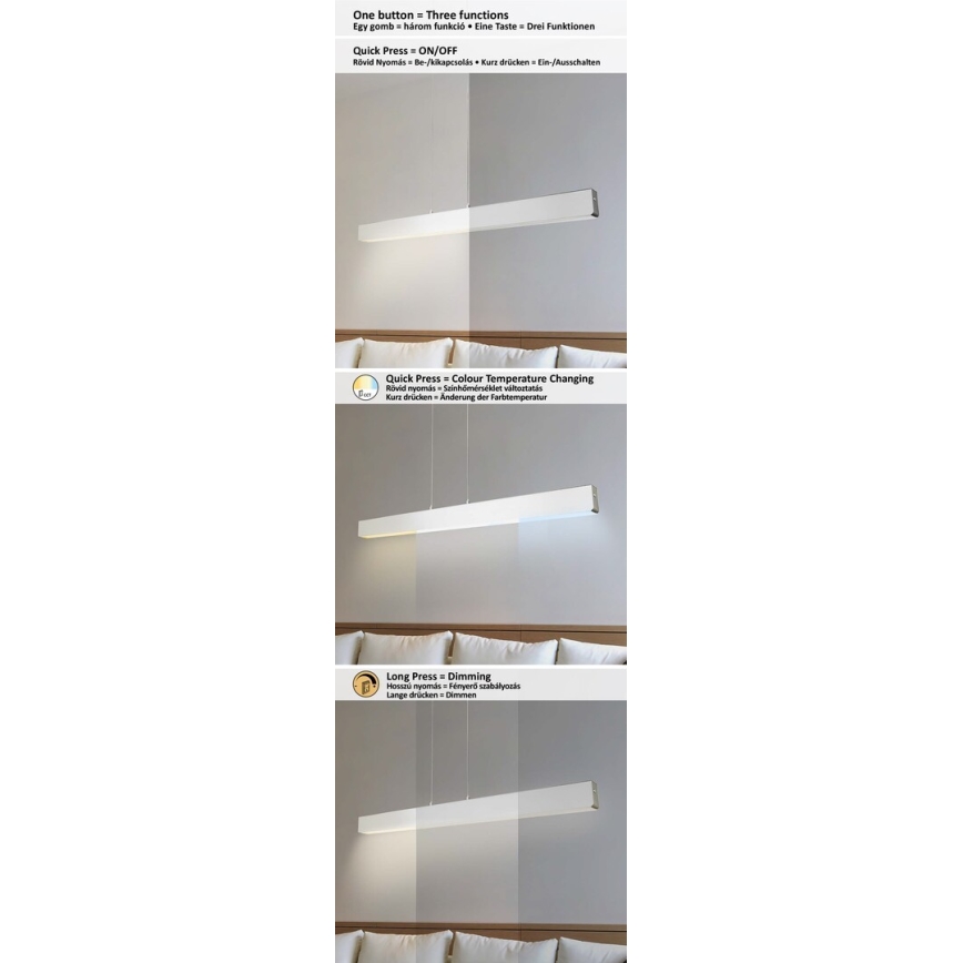 Rabalux - Dimbare LED Hanglamp aan een koord LED/24W/230V 2700/4000/6500K 120 cm
