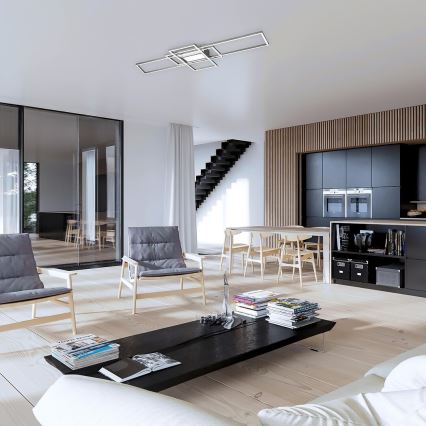 Rabalux – Plafonnier LED dimmable 54 W, 230 V, 3000–6500 K, avec télécommande, 42 × 105 cm